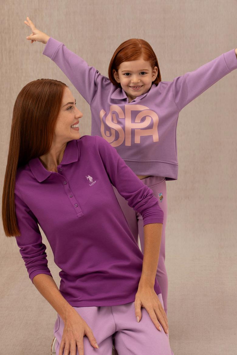 Kız Çocuk Lila Polo Yaka Sweatshirt - 50276920027
