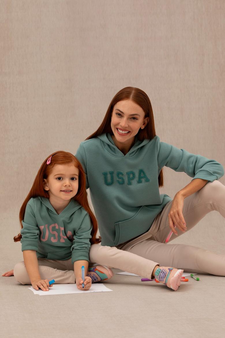 Kız Çocuk Mint Basic Kapüşonlu Sweatshirt