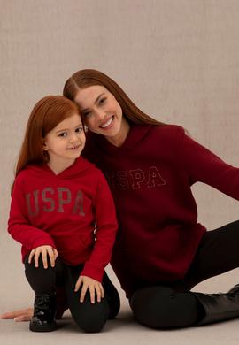 Kız Çocuk Kırmızı Basic Kapüşonlu Sweatshirt - 50276872052