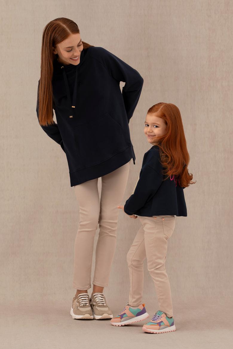Kız Çocuk Lacivert Kapüşonlu Sweatshirt - 50276918001