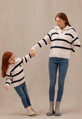 Kız Çocuk Krem Polo Yaka Kazak - 50271892001