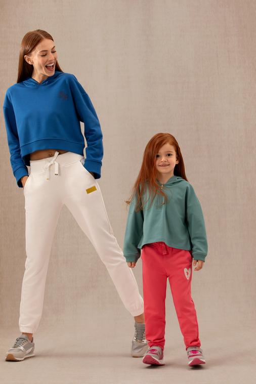 Kadın Saks Kapüşonlu Sweatshirt