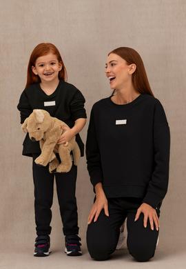 Kadın Siyah Bisiklet Yaka Basic Sweatshirt - 50276557014