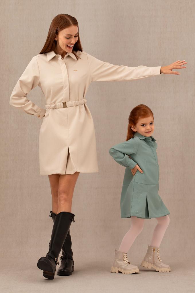 Kadın Krem Mini Boy Dokuma Elbise