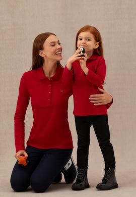 Kız Çocuk Bordo Polo Yaka Basic Sweatshirt - 50276782017