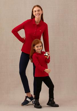 Kız Çocuk Bordo Polo Yaka Basic Sweatshirt - 50276782017