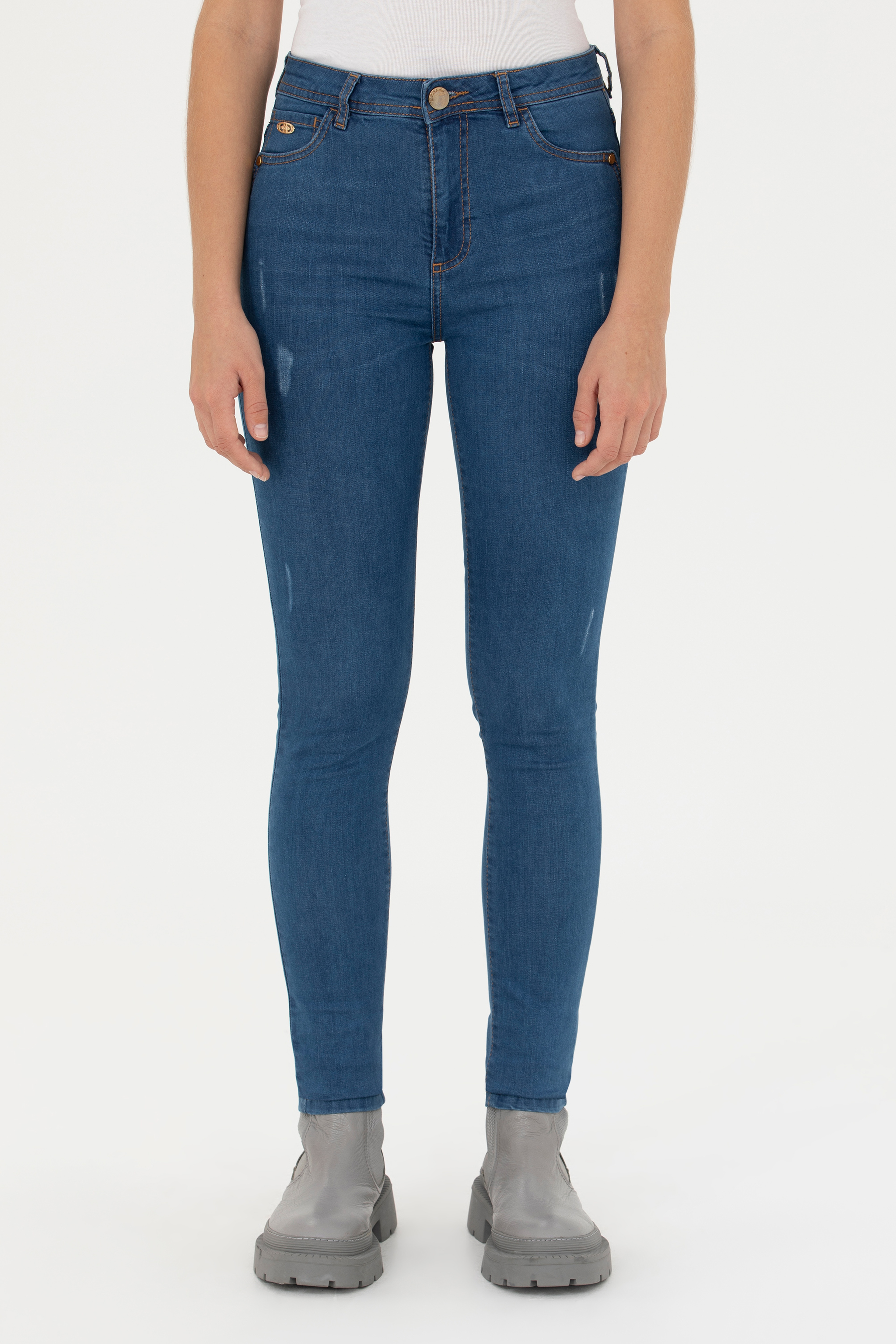 Kadın Mavi Skinny Fit Jean Pantolon - Image 2