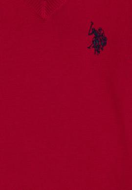 Kız Çocuk Kırmızı Basic V Yaka Kazak - 50275850052