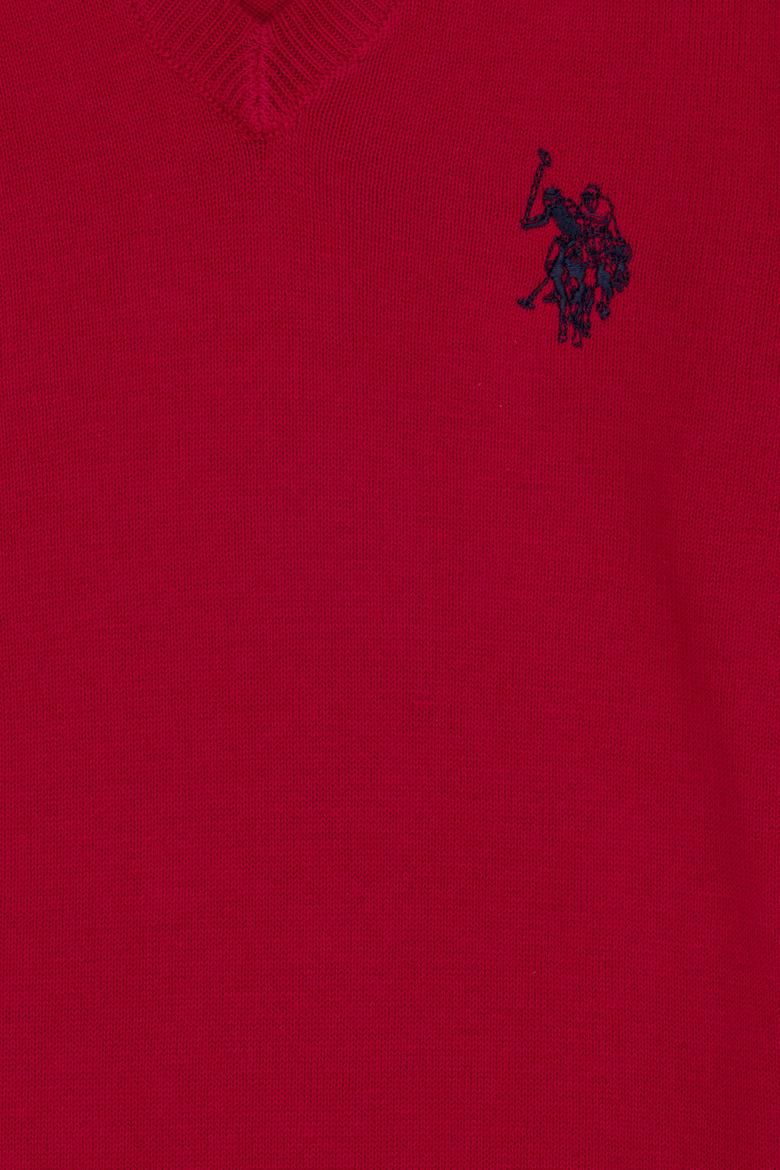 Kız Çocuk Kırmızı Basic V Yaka Kazak - 50275850052