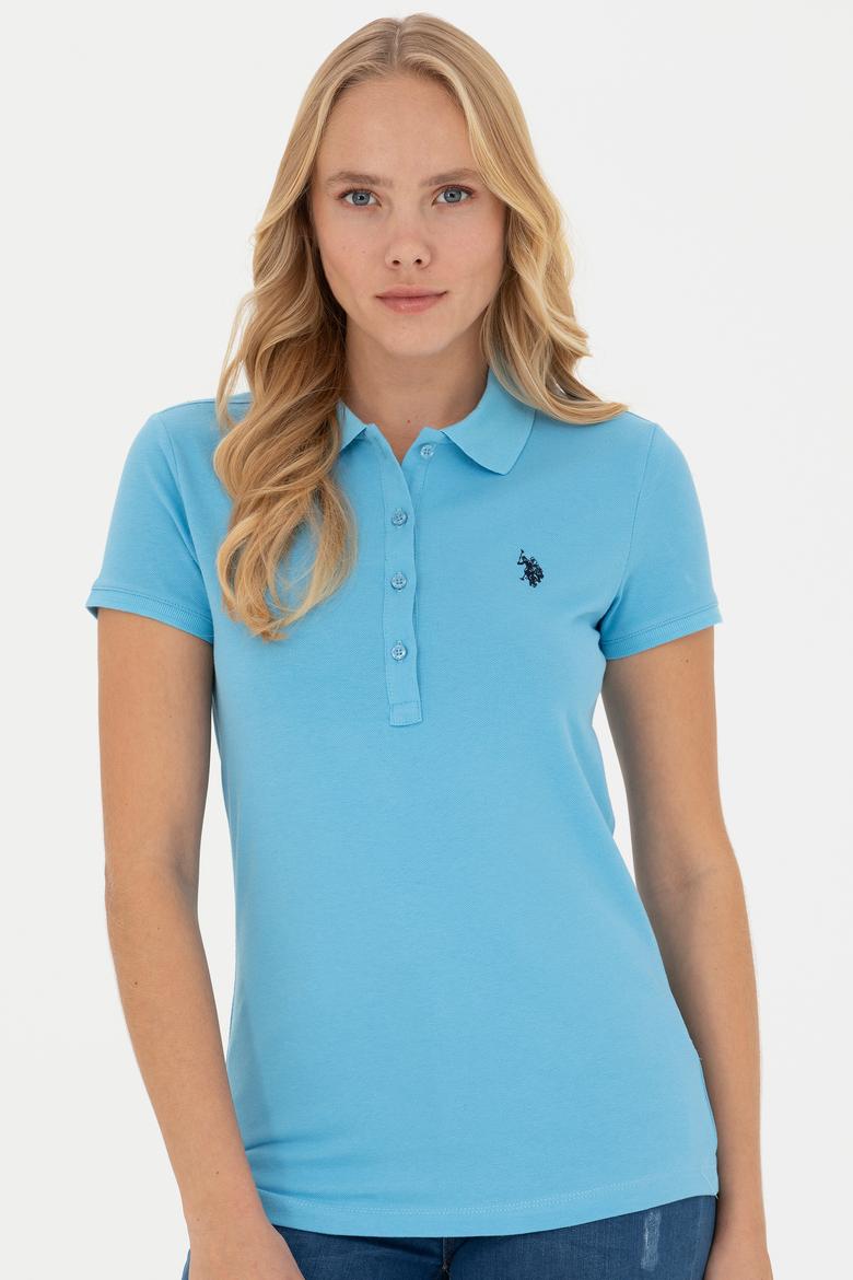 Kadın Turkuaz Basic Polo Yaka Tişört