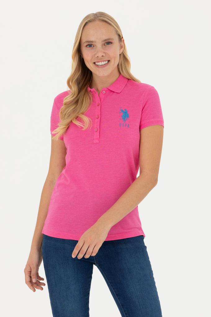 Kadın Fuşya Basic Polo Yaka Tişört