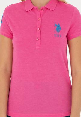 Kadın Fuşya Basic Polo Yaka Tişört - 50262695115