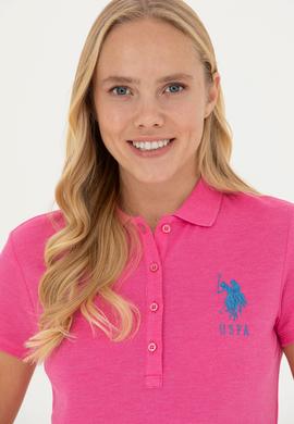 Kadın Fuşya Basic Polo Yaka Tişört - 50262695115