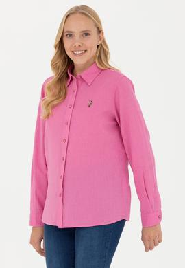 Kadın Pembe Uzun Kollu Basic Gömlek - 50262873069