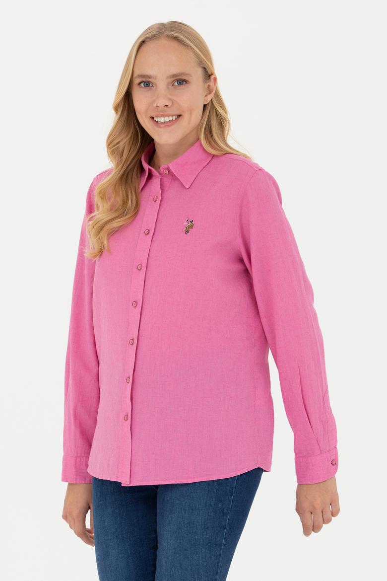 Kadın Pembe Uzun Kollu Basic Gömlek - 50262873069