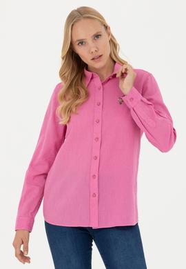 Kadın Pembe Uzun Kollu Basic Gömlek - 50262873069