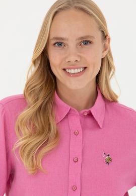 Kadın Pembe Uzun Kollu Basic Gömlek - 50262873069