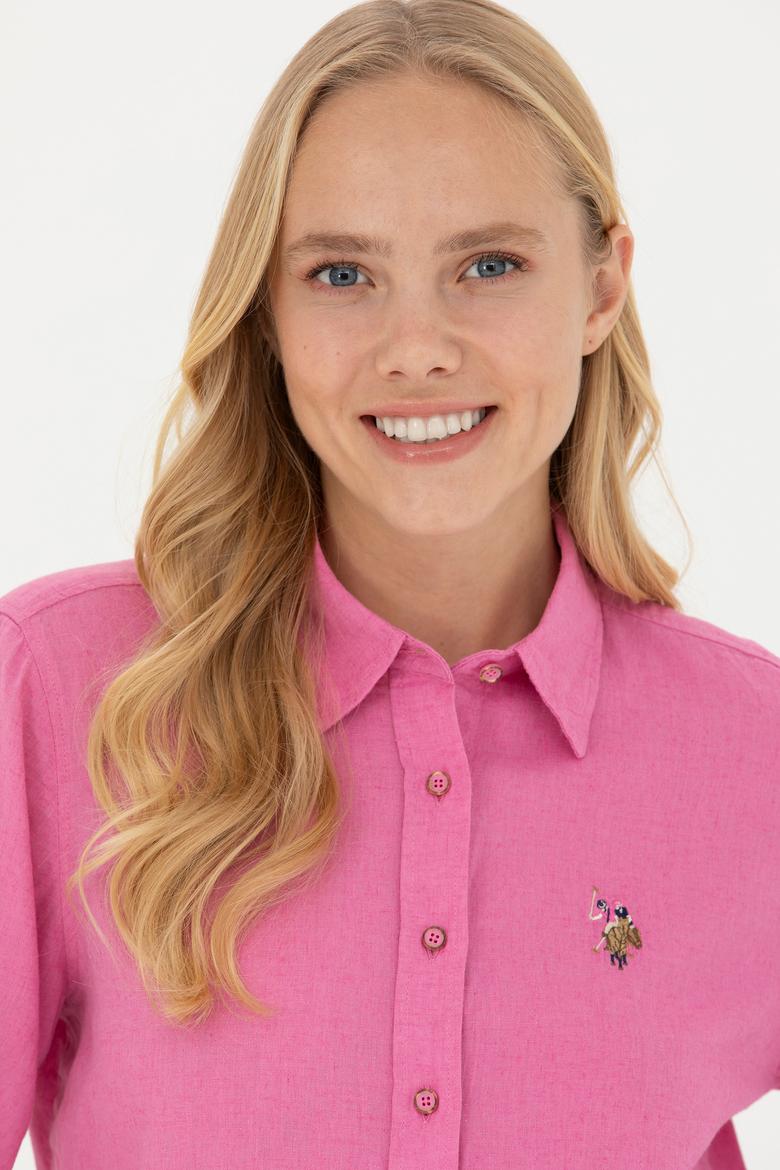 Kadın Pembe Uzun Kollu Basic Gömlek - 50262873069