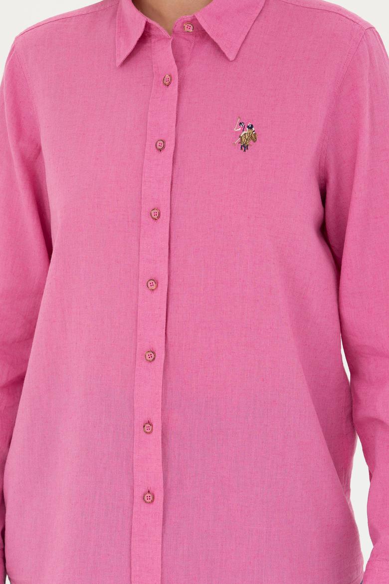 Kadın Pembe Uzun Kollu Basic Gömlek - 50262873069