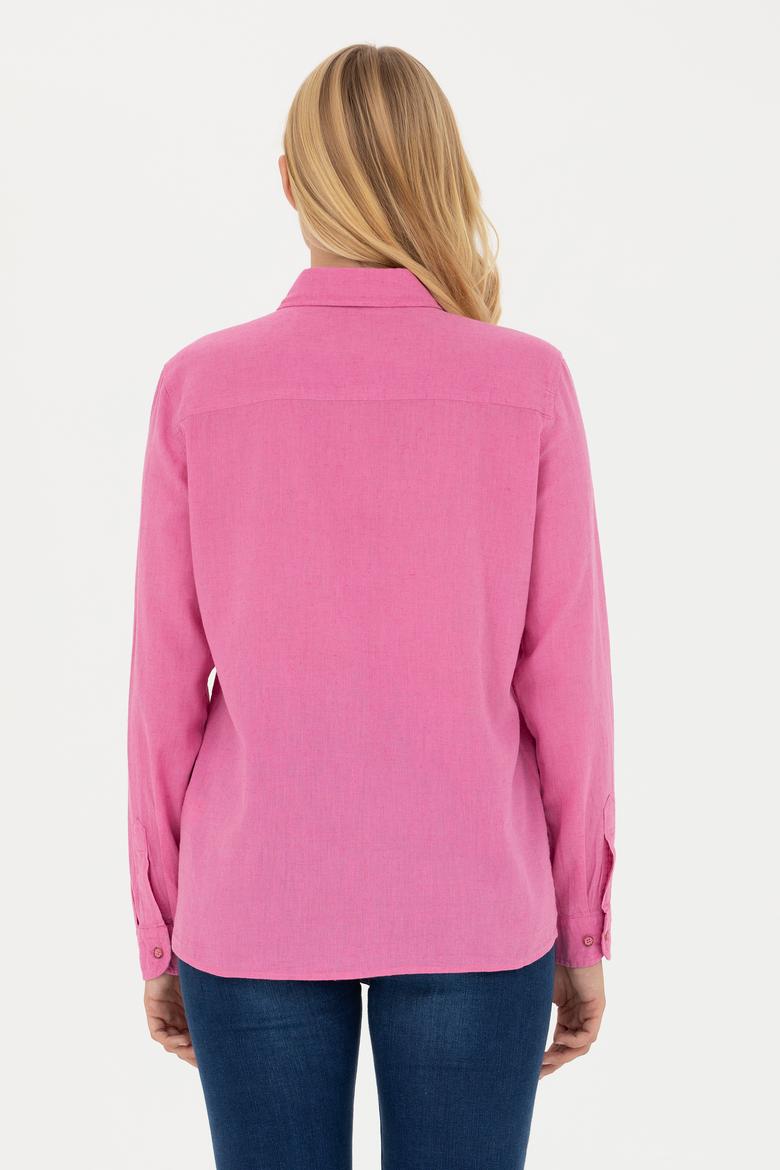 Kadın Pembe Uzun Kollu Basic Gömlek - 50262873069