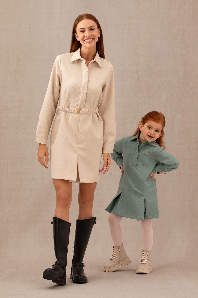 Kız Çocuk Mint Dokuma Elbise