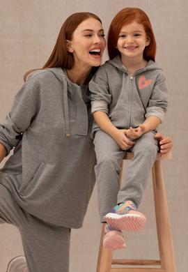 Çocuk Gri Melanj Fermuarlı Kapüşonlu Sweatshirt - 50276914011