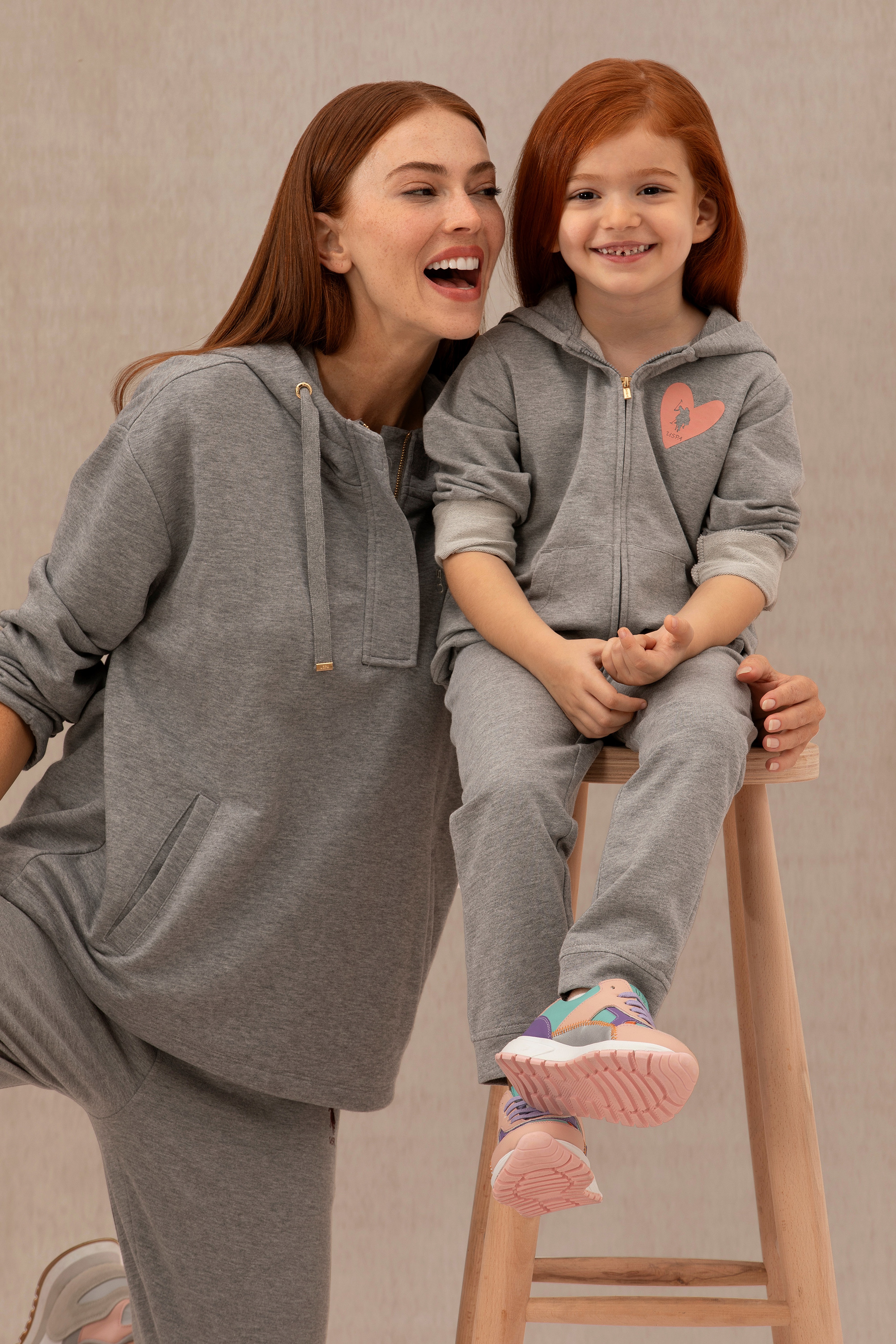 Çocuk Gri Melanj Fermuarlı Kapüşonlu Sweatshirt - Image 2