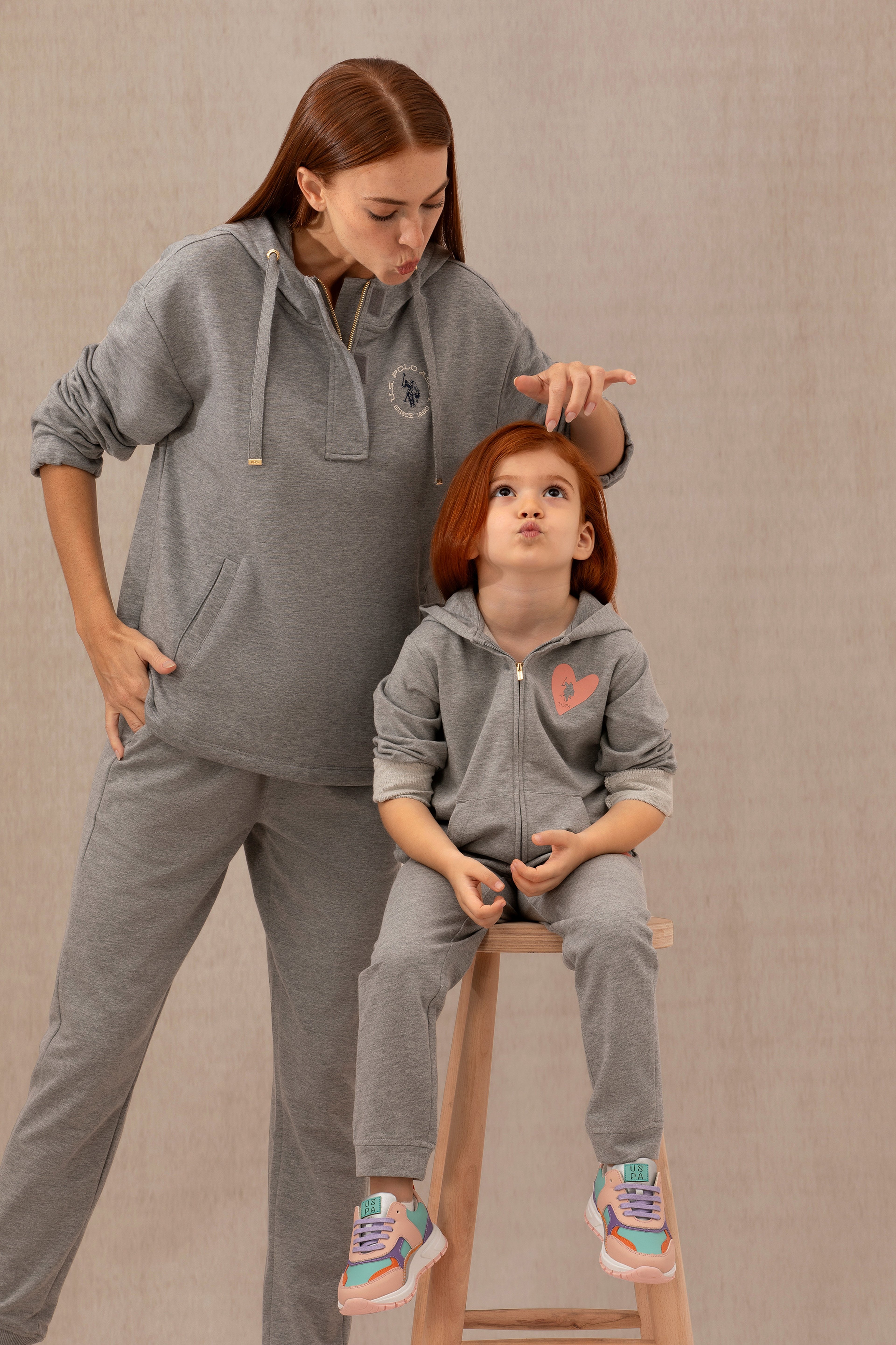 Çocuk Gri Melanj Fermuarlı Kapüşonlu Sweatshirt - Image 1