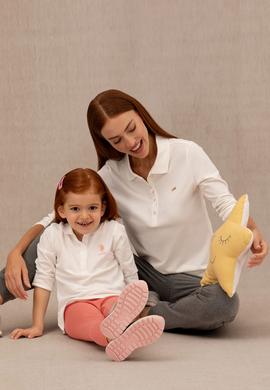 Kız Çocuk Ekru Polo Yaka Basic Sweatshirt - 50276782009