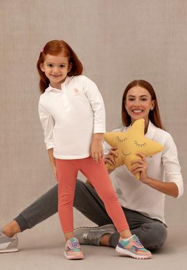 Kız Çocuk Ekru Polo Yaka Basic Sweatshirt - 50276782009