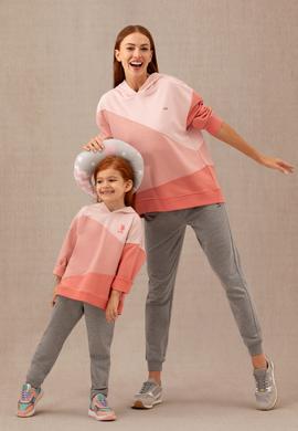 Kız Çocuk Somon Kapüşonlu Sweatshirt - 50276912008