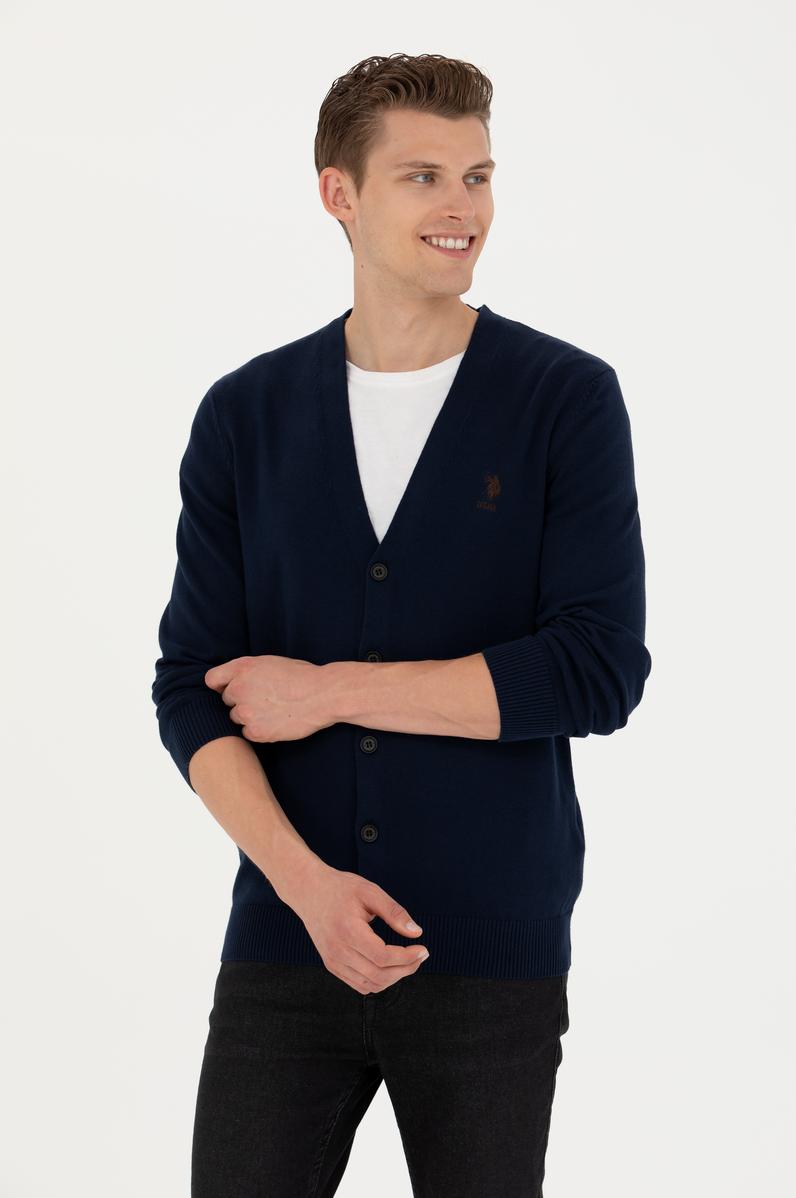 Erkek Lacivert Basic Triko Hırka