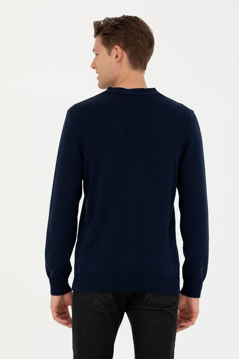 Erkek Lacivert Basic Triko Hırka - 50275843001