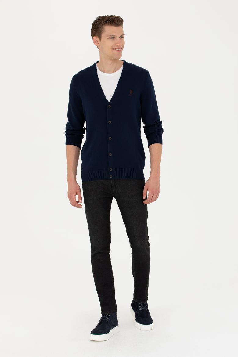 Erkek Lacivert Basic Triko Hırka - 50275843001