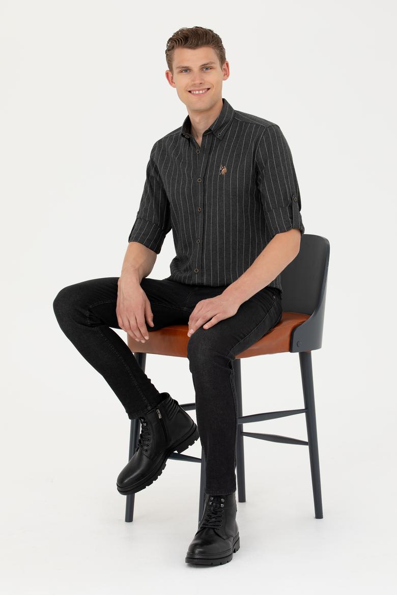 Erkek Antrasit Uzun Kollu Gömlek