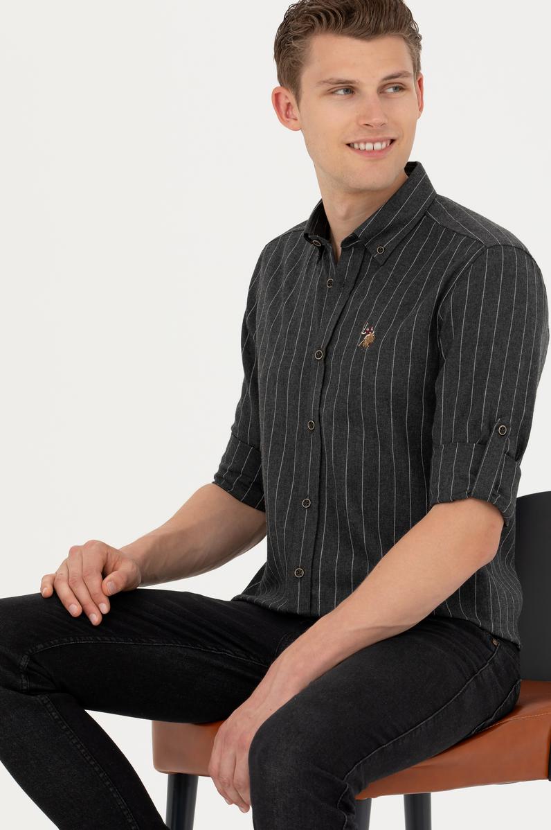 Erkek Antrasit Uzun Kollu Gömlek