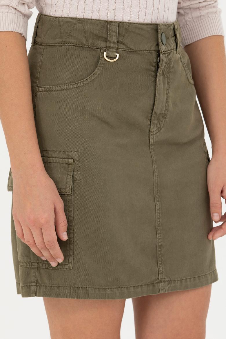 Kadın Haki Dokuma Etek - 50272087011