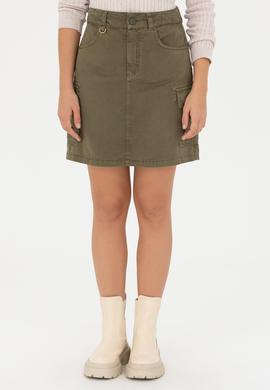 Kadın Haki Dokuma Etek - 50272087011