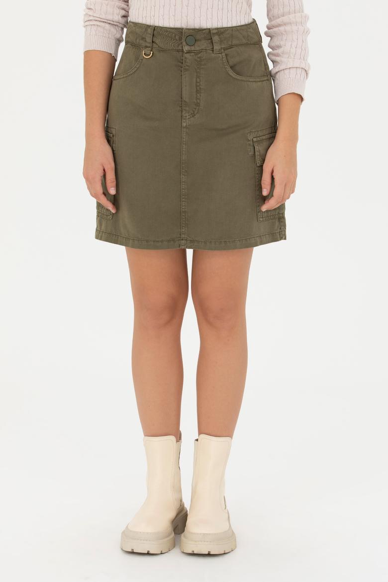 Kadın Haki Dokuma Etek - 50272087011