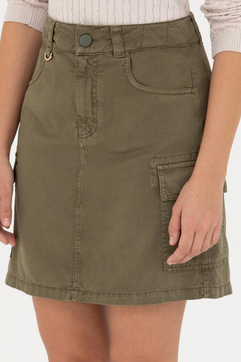 Kadın Haki Dokuma Etek - 50272087011