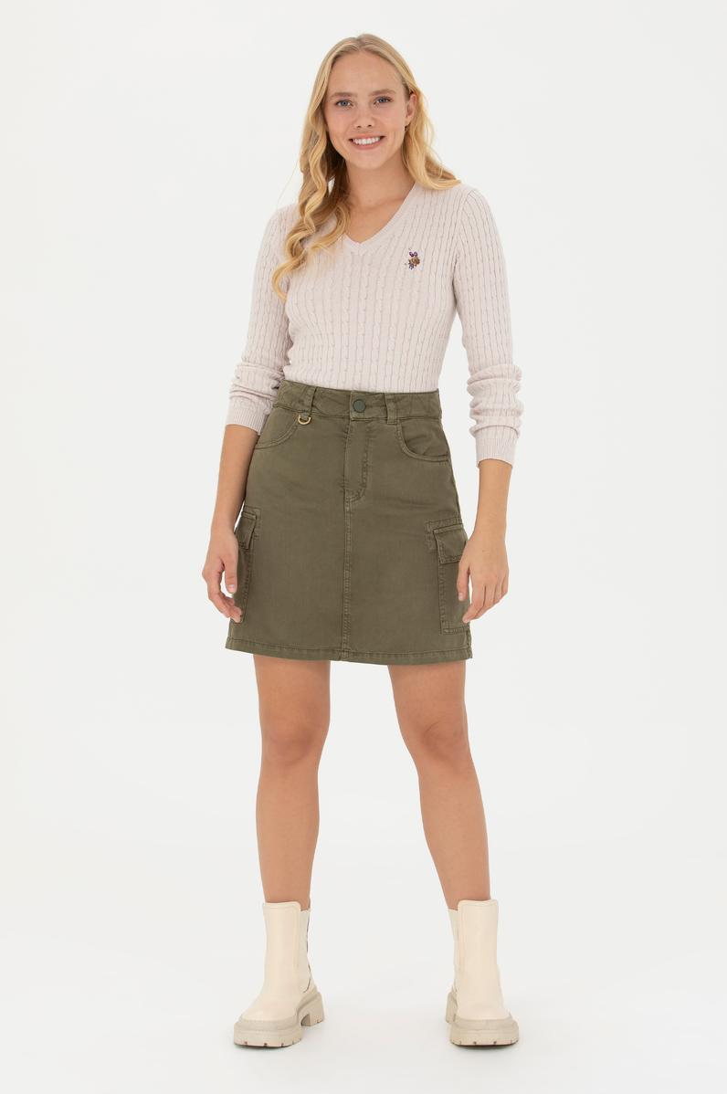 Kadın Haki Dokuma Etek