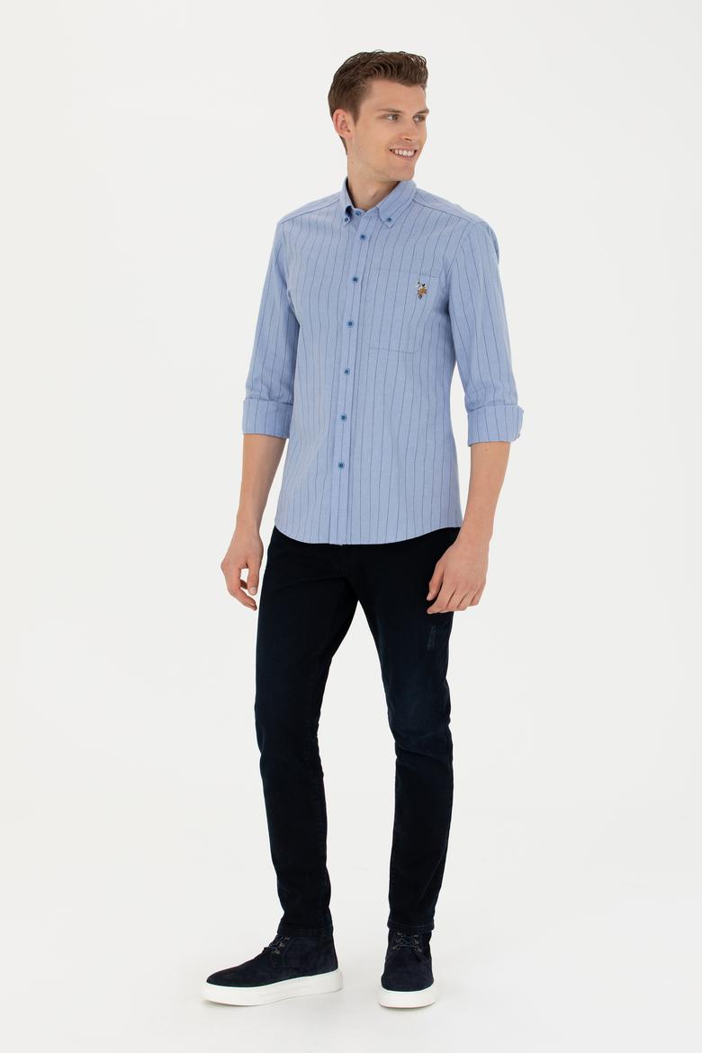 Erkek Mavi Uzun Kollu Gömlek - 50277946007