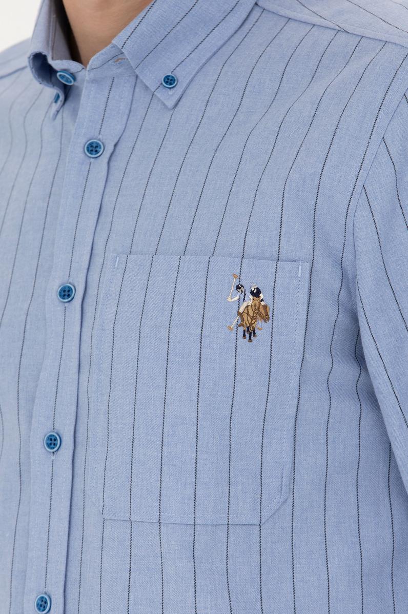 Erkek Mavi Uzun Kollu Gömlek