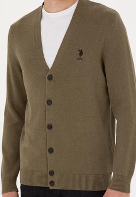 Erkek Haki Melanj Basic Triko Hırka - 50275843037