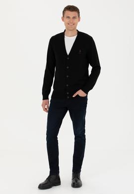 Erkek Siyah Basic Triko Hırka - 50275843019