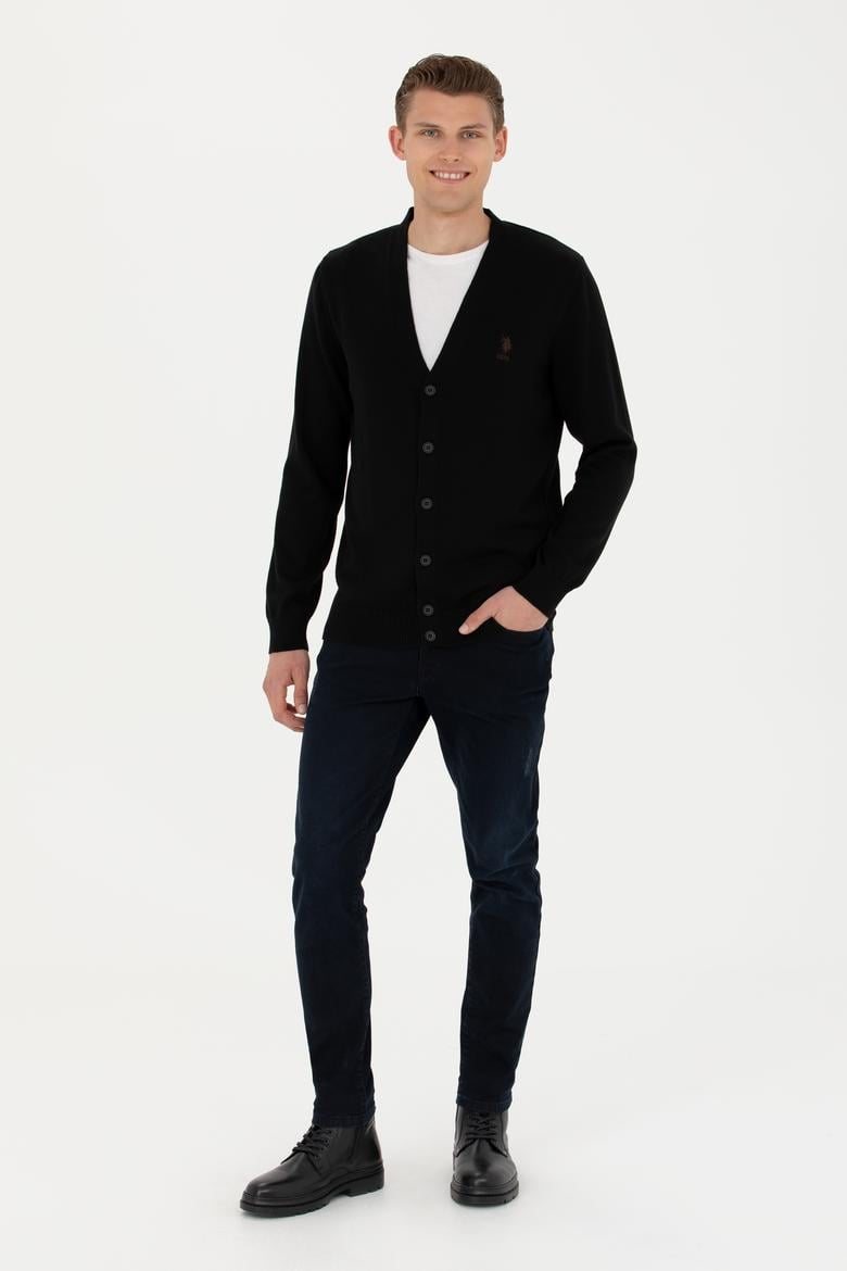 Erkek Siyah Basic Triko Hırka - 50275843019