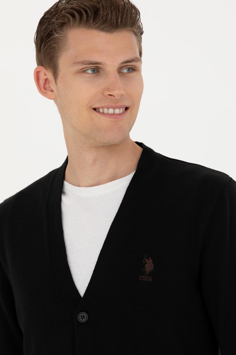 Erkek Siyah Basic Triko Hırka - 50275843019