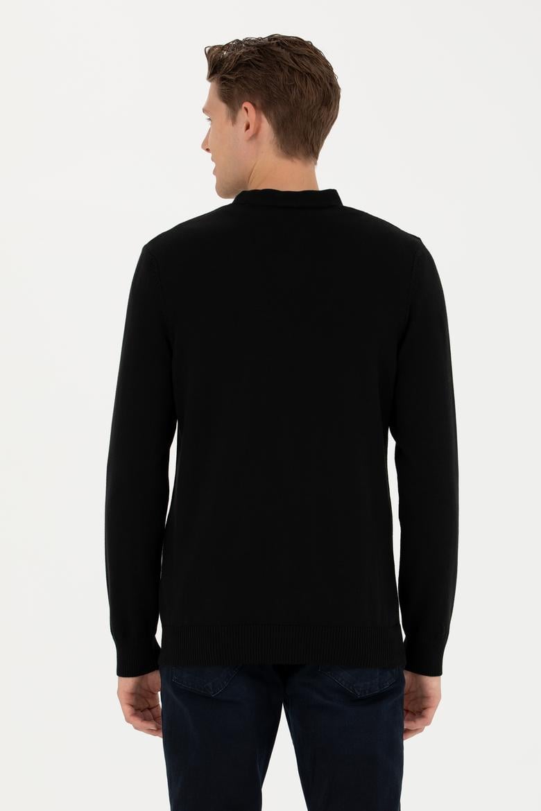 Erkek Siyah Basic Triko Hırka - 50275843019