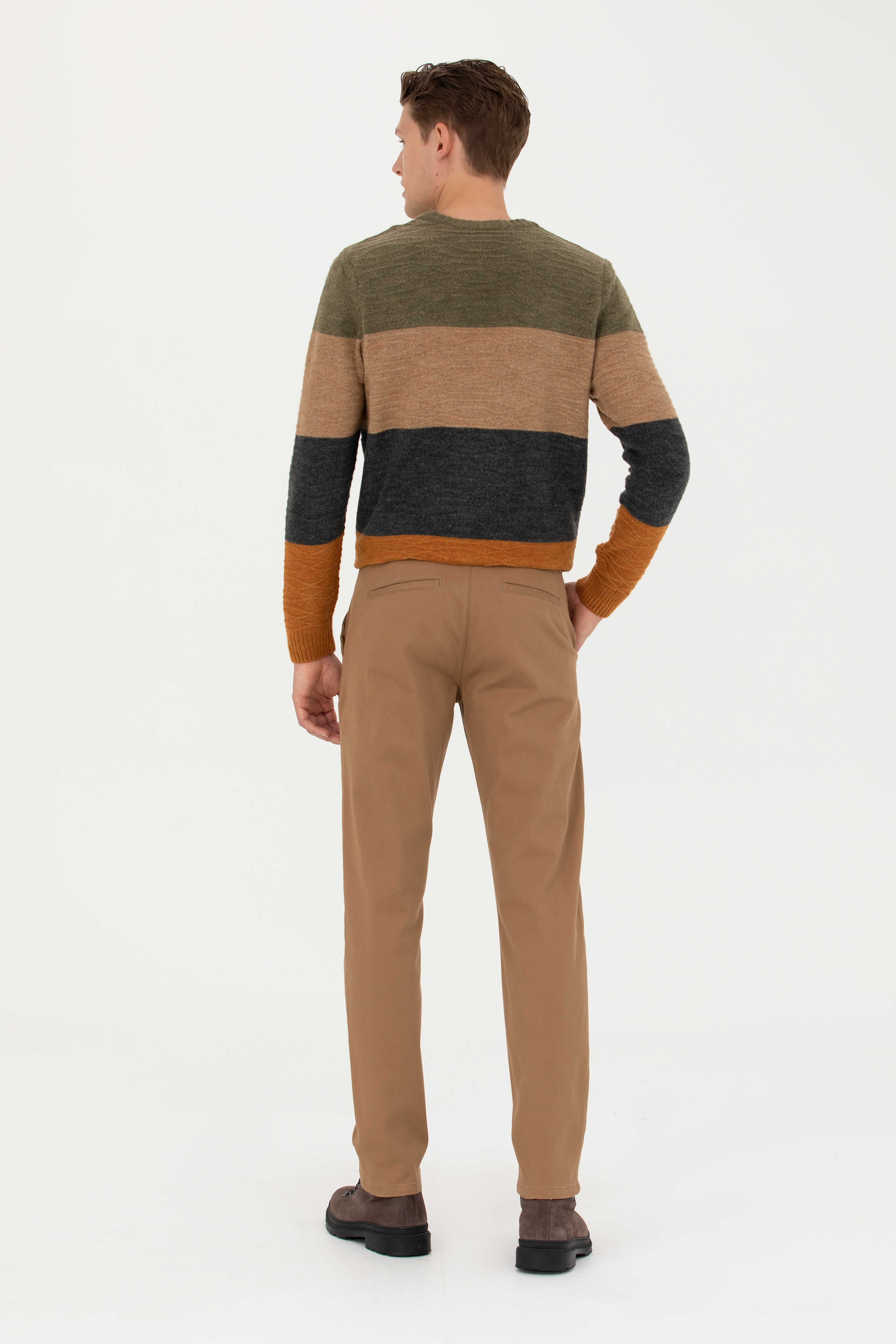 Erkek Slim Fit Camel Kanvas Pantolon - Image 4