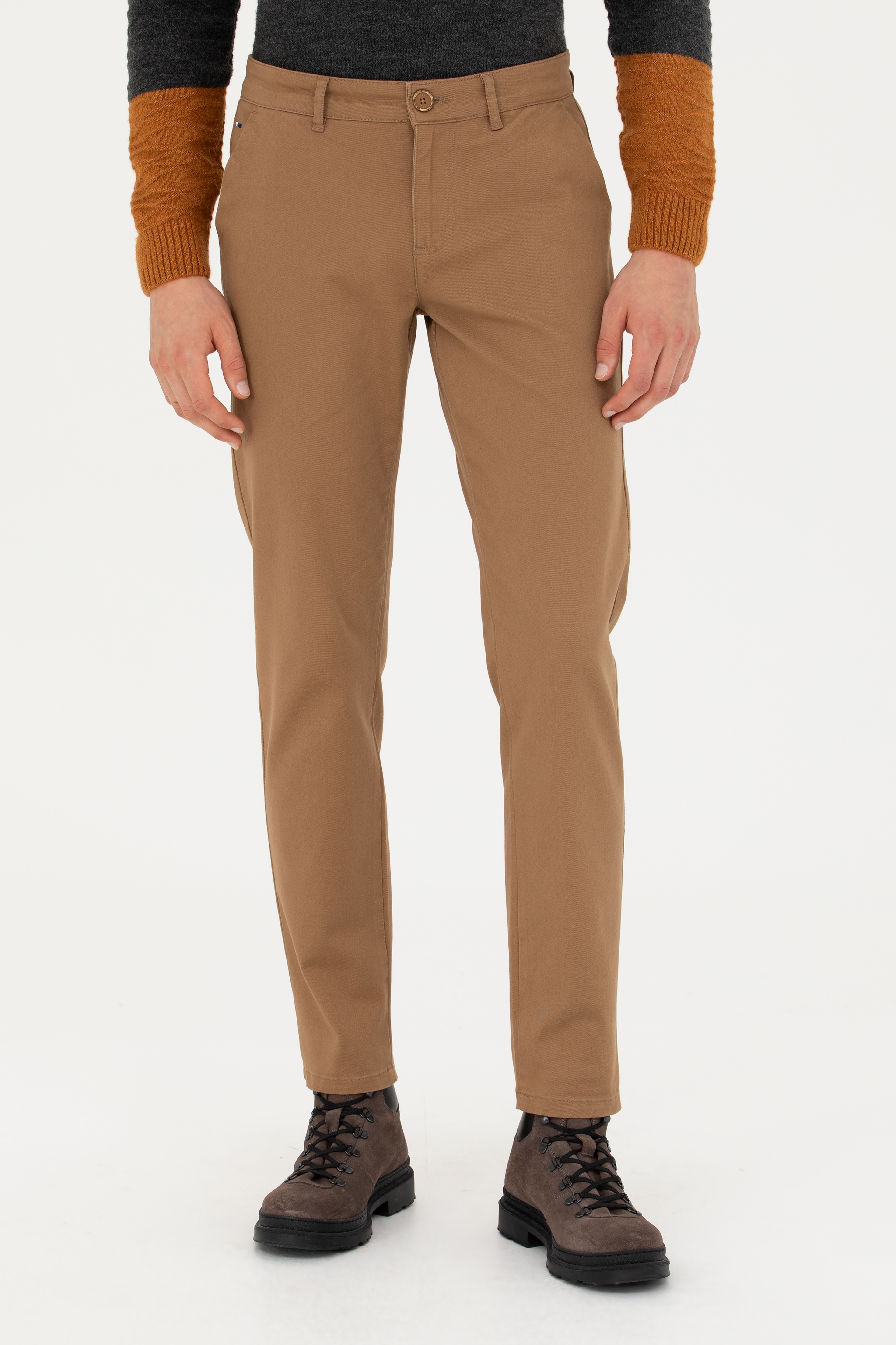 Erkek Slim Fit Camel Kanvas Pantolon - Image 2